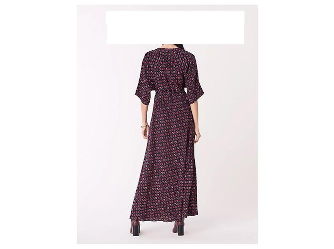 Diane Von Furstenberg Maxikleid aus Seide mit Blumenmuster Schwarz Rot Grün - Ansicht 3