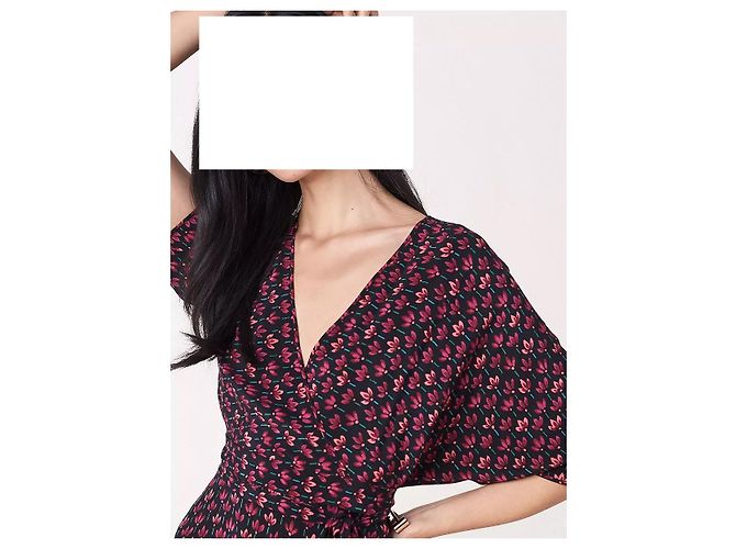 Diane Von Furstenberg Maxikleid aus Seide mit Blumenmuster Schwarz Rot Grün - Ansicht 5