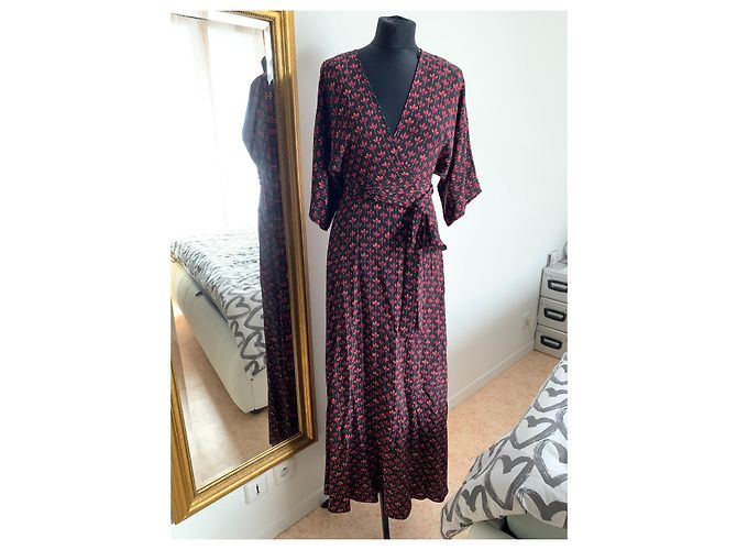 Diane Von Furstenberg Maxikleid aus Seide mit Blumenmuster Schwarz Rot Grün - Ansicht 7