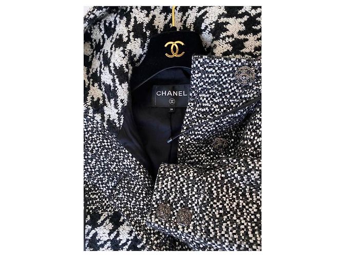 Parka Chanel Tweed con botones joya Negro - vista 8