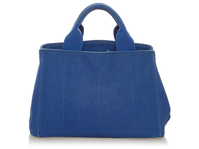 Borsa in tela con logo Canapa Prada blu - vista 3