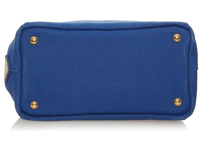Borsa in tela con logo Canapa Prada blu - vista 4