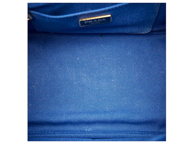Borsa in tela con logo Canapa Prada blu - vista 5