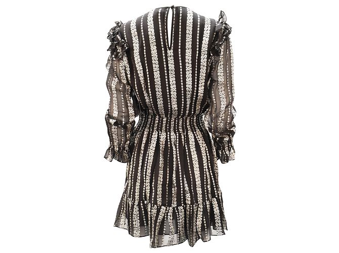 Michael Kors Minikleid aus Metallic-Jacquard mit Rüschen in schwarzer Viskose - Ansicht 2