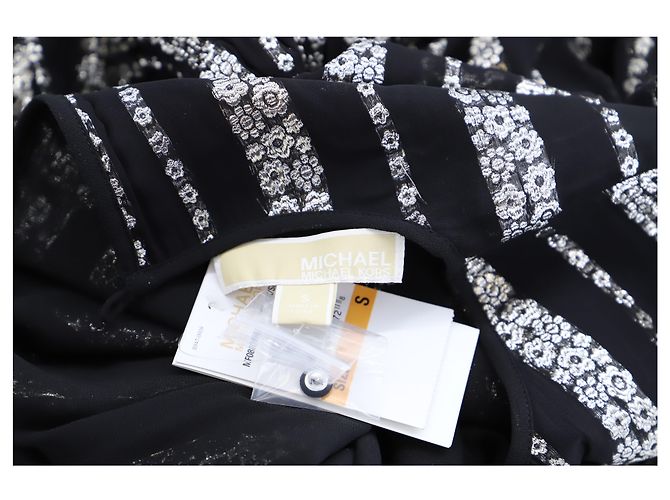 Michael Kors Minikleid aus Metallic-Jacquard mit Rüschen in schwarzer Viskose - Ansicht 4