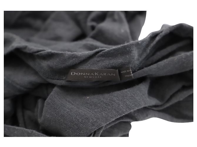 Donna Karan Top de mangas compridas com decote redondo em lã cinza escuro - vista 5