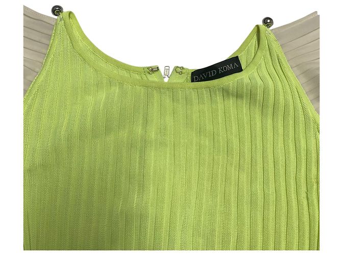 David Koma Gestricktes Top mit Rüschen und langen Ärmeln in grüner Viskose - Ansicht 4