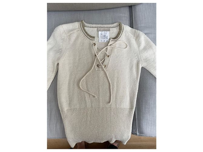 Vanessa Bruno Pull en maille couleur eggshell taille 36 Blanc cassé - vue 2