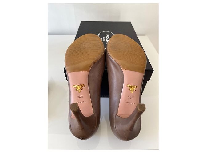 Prada grey open toe pumps leather size 38.5 - view 5