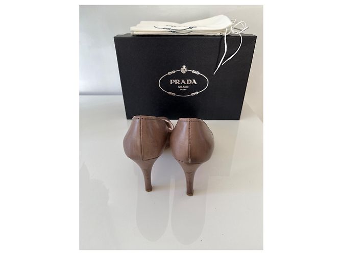 Prada grey open toe pumps leather size 38.5 - view 7
