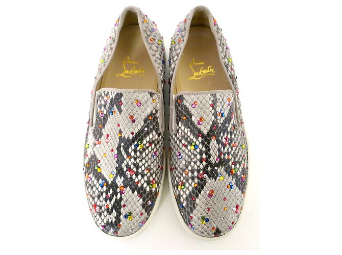 Sneakers Christian Louboutin in pelle di serpente e cristalli - vista 2