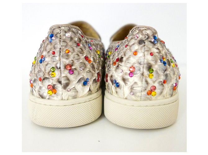 Sneakers Christian Louboutin in pelle di serpente e cristalli - vista 4