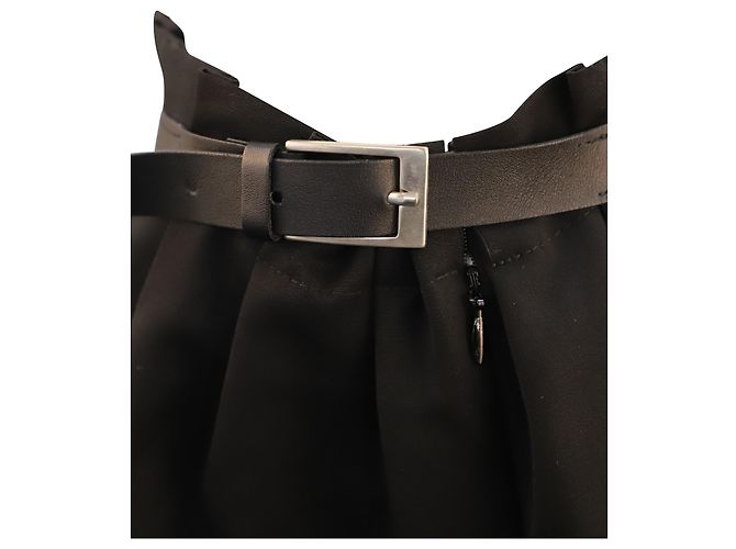 Falda plisada con cinturón en lana negra de Viktor & Rolf Negro - vista 3