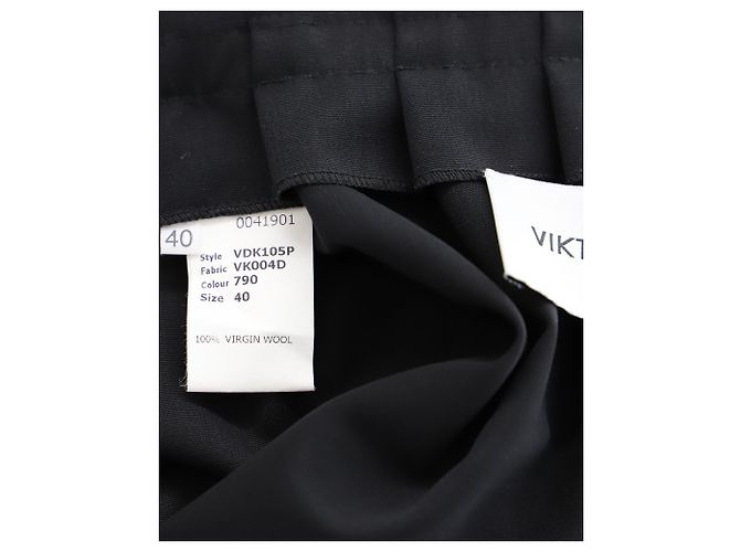 Falda plisada con cinturón en lana negra de Viktor & Rolf Negro - vista 6