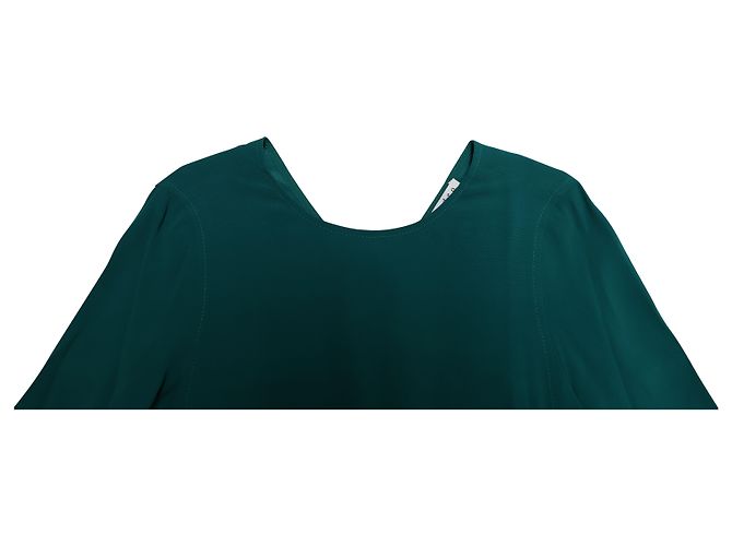 Vestido recto con mangas tulipán en viscosa verde de Sandro Paris - vista 10