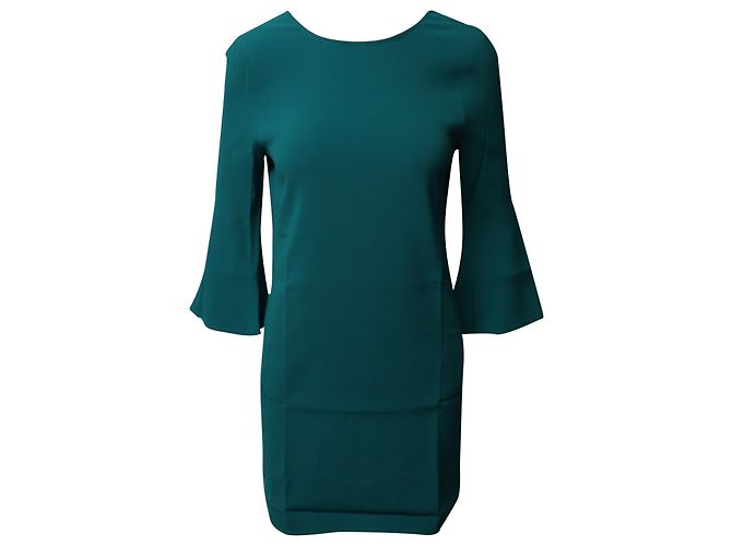 Vestido recto con mangas tulipán en viscosa verde de Sandro Paris - vista 2