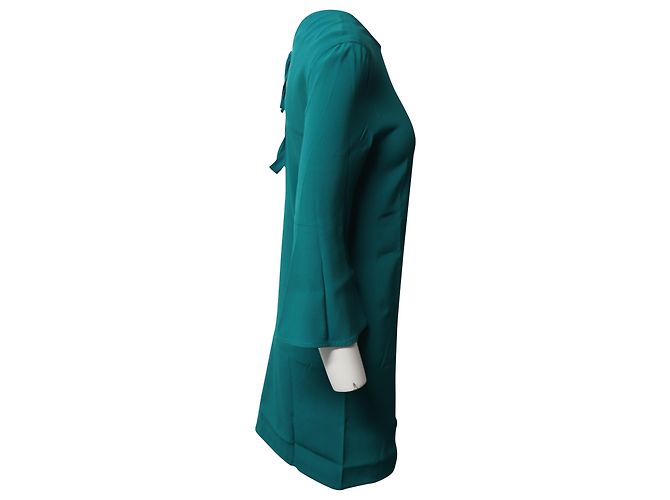 Vestido recto con mangas tulipán en viscosa verde de Sandro Paris - vista 5