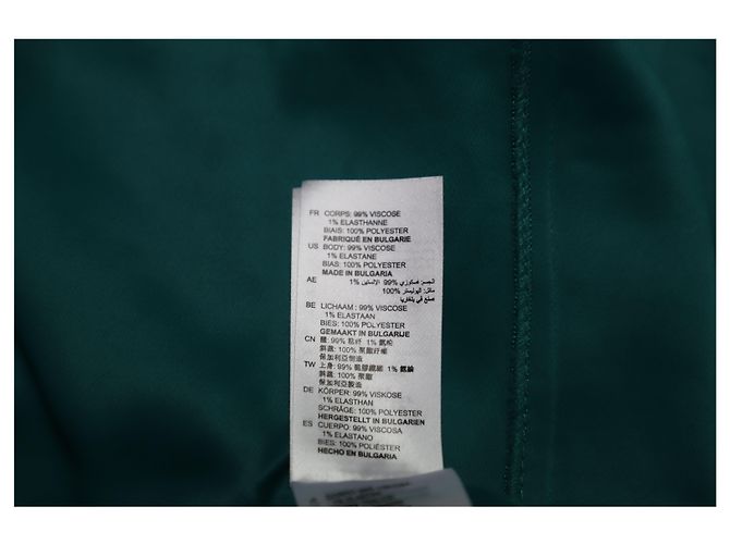 Vestido recto con mangas tulipán en viscosa verde de Sandro Paris - vista 7