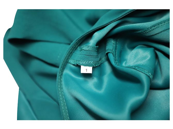 Vestido recto con mangas tulipán en viscosa verde de Sandro Paris - vista 9