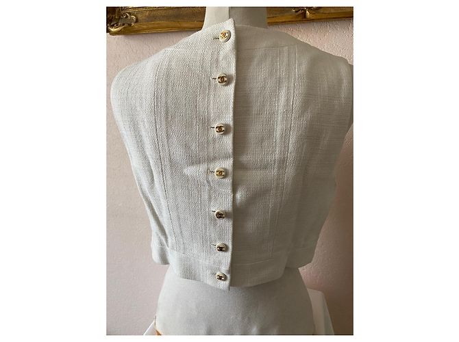 Top Chanel de algodão branco - vista 2