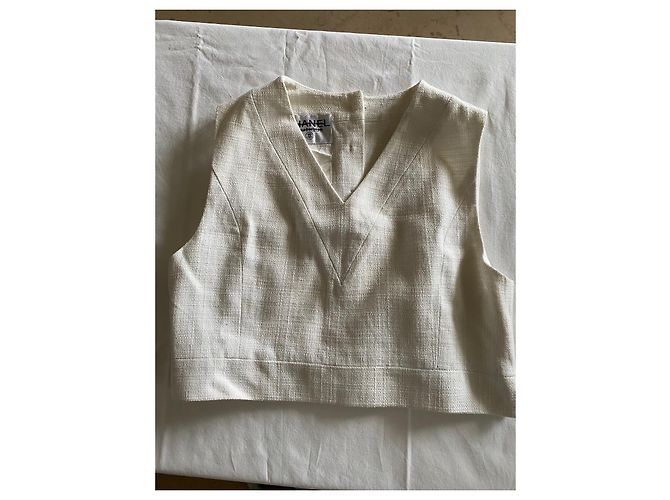 Top Chanel de algodão branco - vista 7