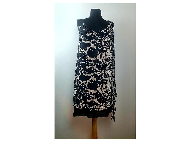 Abito Diane Von Furstenberg in seta nero multicolore beige - vista 2