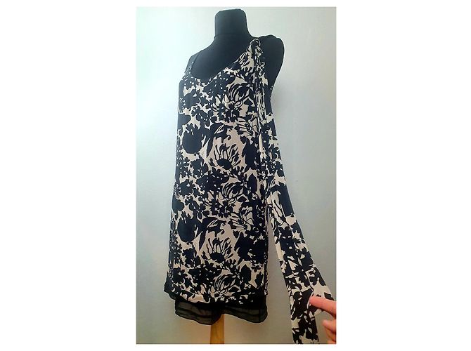 Abito Diane Von Furstenberg in seta nero multicolore beige - vista 4