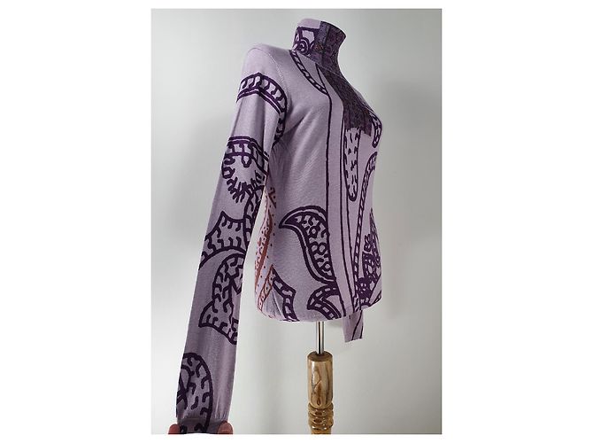 Suéter Polo Etro Roxo de Seda e Caxemira - vista 4