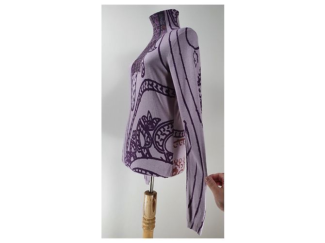 Suéter Polo Etro Roxo de Seda e Caxemira - vista 5