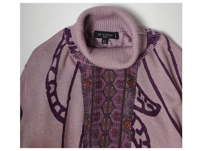 Suéter Polo Etro Roxo de Seda e Caxemira - vista 7