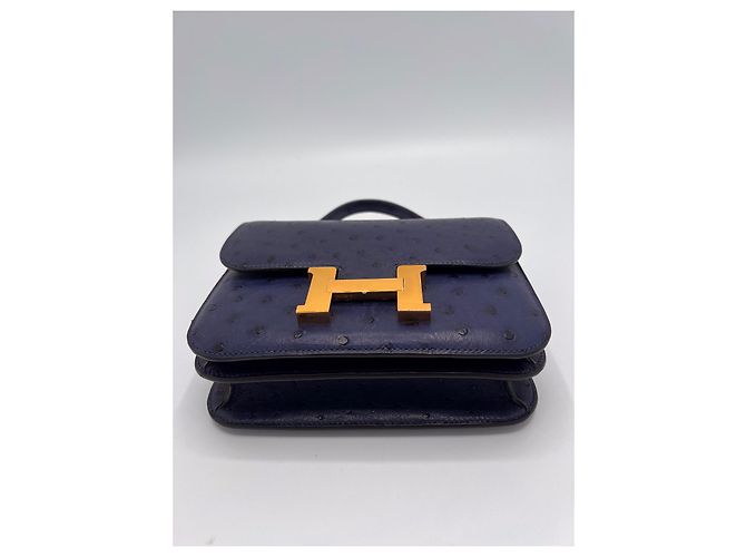 Hermès Constance Mini 18 Avestruz Azul marino - vista 2