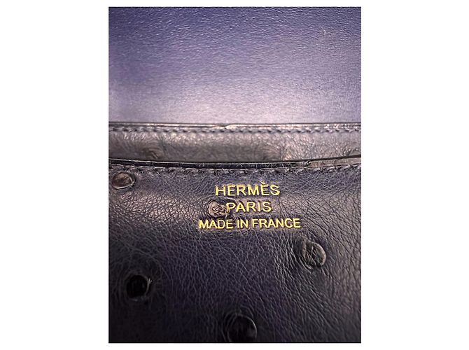 Hermès Constance Mini 18 Avestruz Azul marino - vista 4