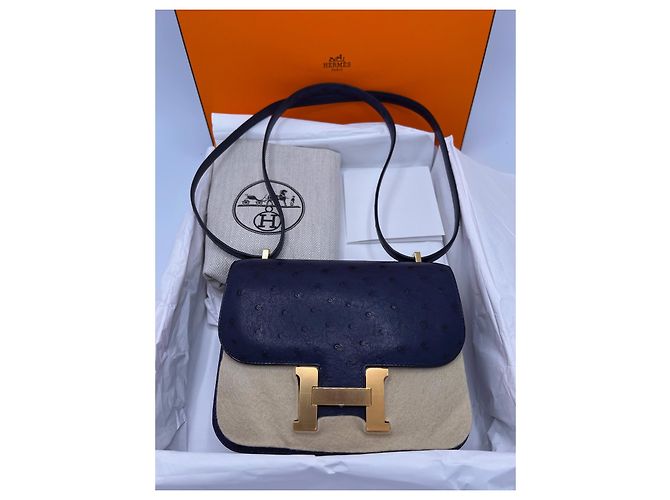 Hermès Constance Mini 18 Avestruz Azul marino - vista 7