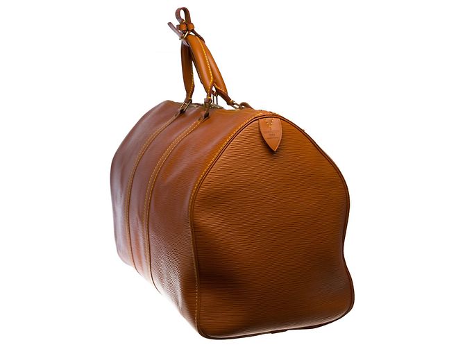 Abbesses Louis Vuitton Keepall 50 in pelle epi cognac D'oro - vista 4