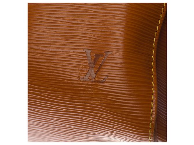 Abbesses Louis Vuitton Keepall 50 in pelle epi cognac D'oro - vista 5