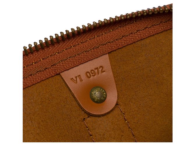 Abbesses Louis Vuitton Keepall 50 in pelle epi cognac D'oro - vista 7