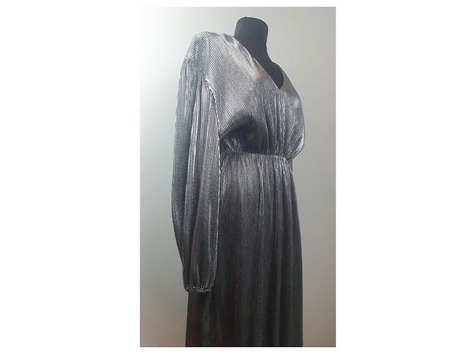 Designers Remix Kristen Kleid Silber V-Ausschnitt - Ansicht 2
