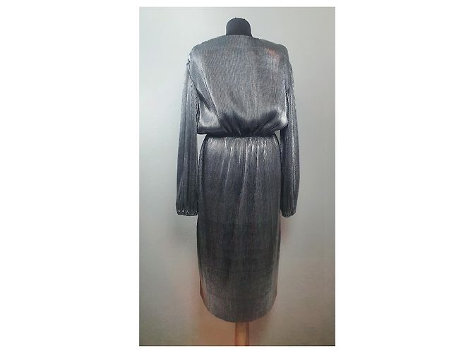 Designers Remix Kristen Kleid Silber V-Ausschnitt - Ansicht 3