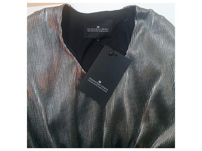 Designers Remix Kristen Kleid Silber V-Ausschnitt - Ansicht 4