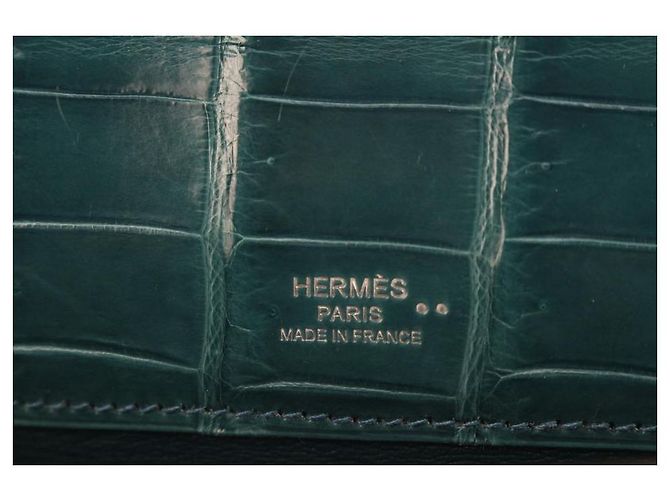 Hermès Herm�s Bleu Colvert Shiny Niloticus Cocodrilo Corte Kelly - vista 10