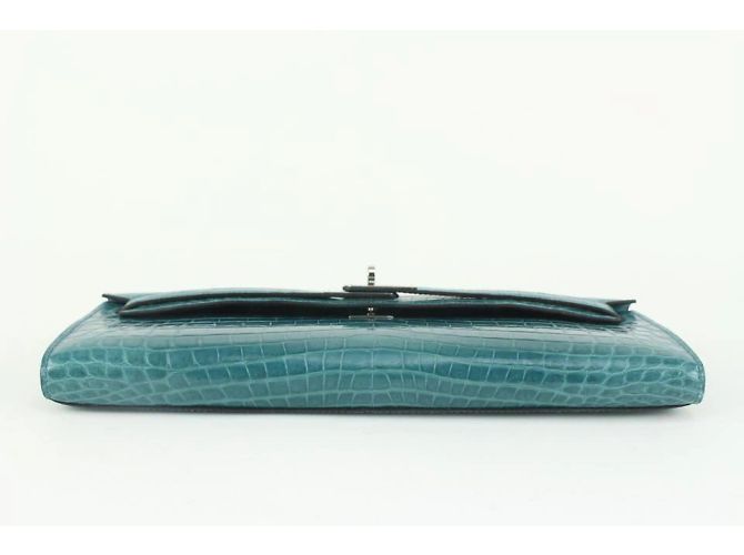 Hermès Herm�s Bleu Colvert Shiny Niloticus Cocodrilo Corte Kelly - vista 4