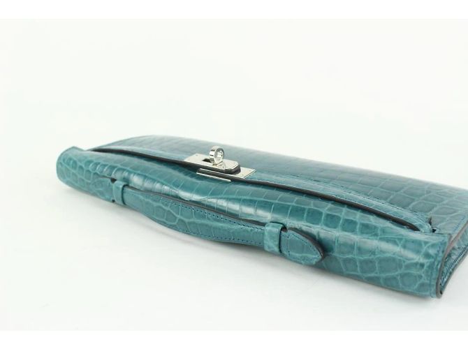 Hermès Herm�s Bleu Colvert Shiny Niloticus Cocodrilo Corte Kelly - vista 7
