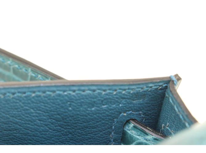 Hermès Herm�s Bleu Colvert Shiny Niloticus Cocodrilo Corte Kelly - vista 8