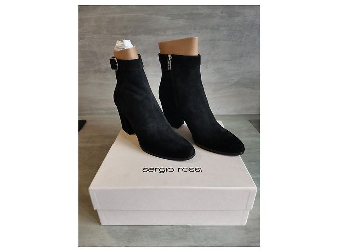 Botines Sergio Rossi de ante negro - vista 8