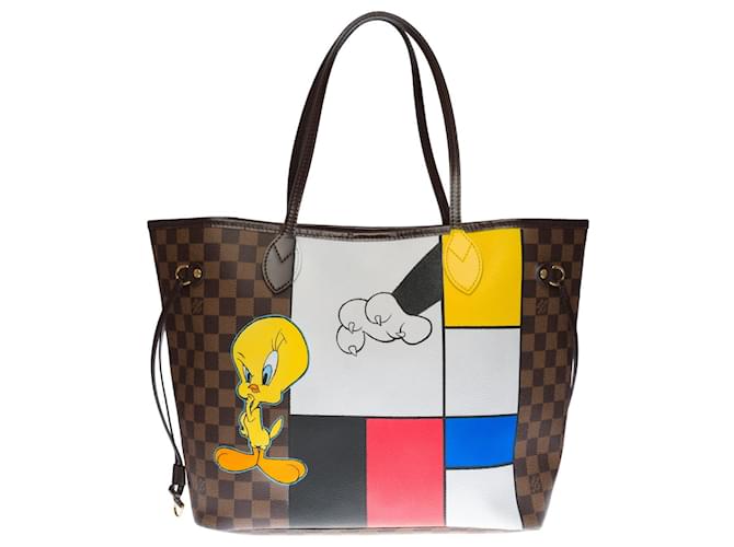 Louis Vuitton Neverfull MM tote bag with ebene checkerboard in brown