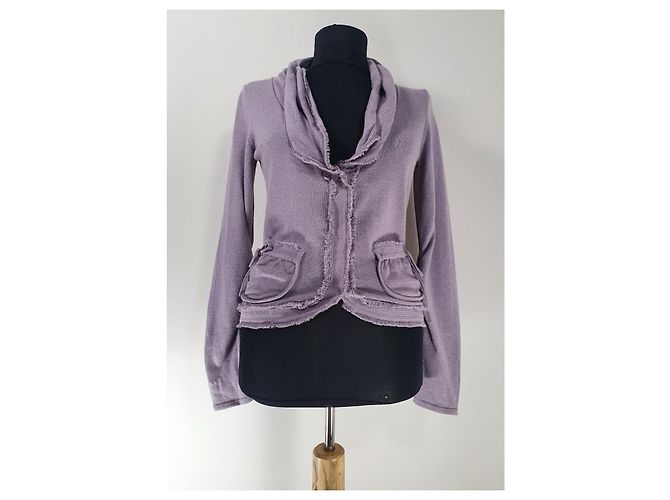 Allude Strickjacke aus Kaschmir und Baumwolle Lila - Ansicht 2