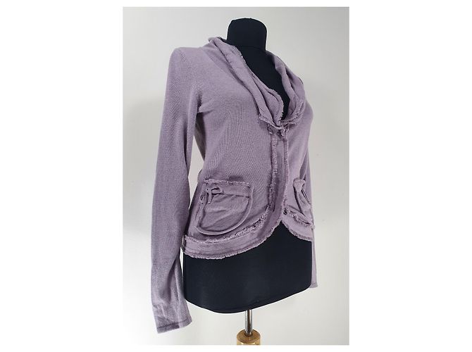 Allude Strickjacke aus Kaschmir und Baumwolle Lila - Ansicht 4