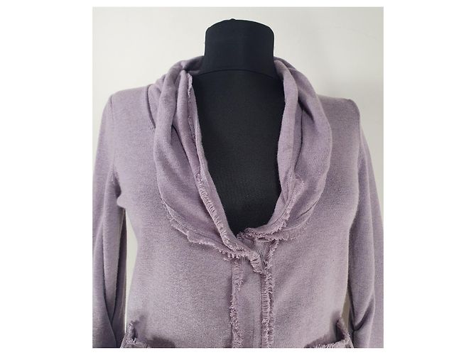 Allude Strickjacke aus Kaschmir und Baumwolle Lila - Ansicht 5