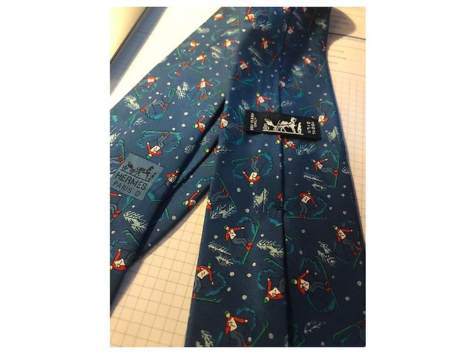 Hermès Silk Tie Blue The Skier - view 2