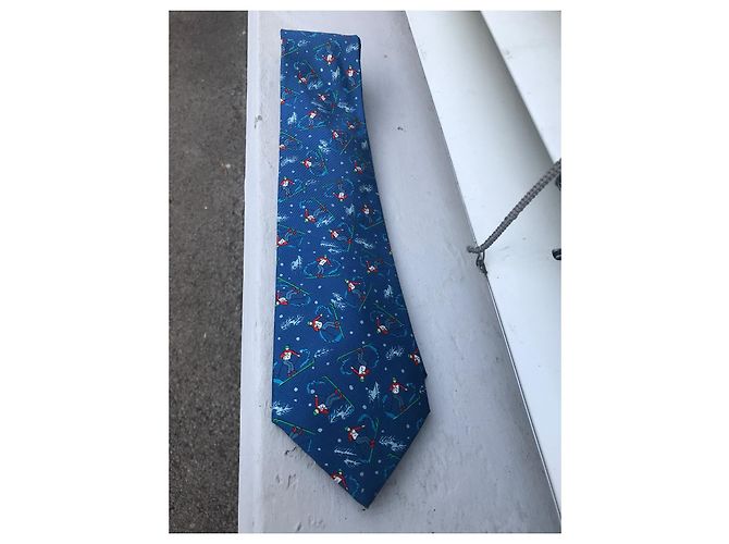 Hermès Silk Tie Blue The Skier - view 3